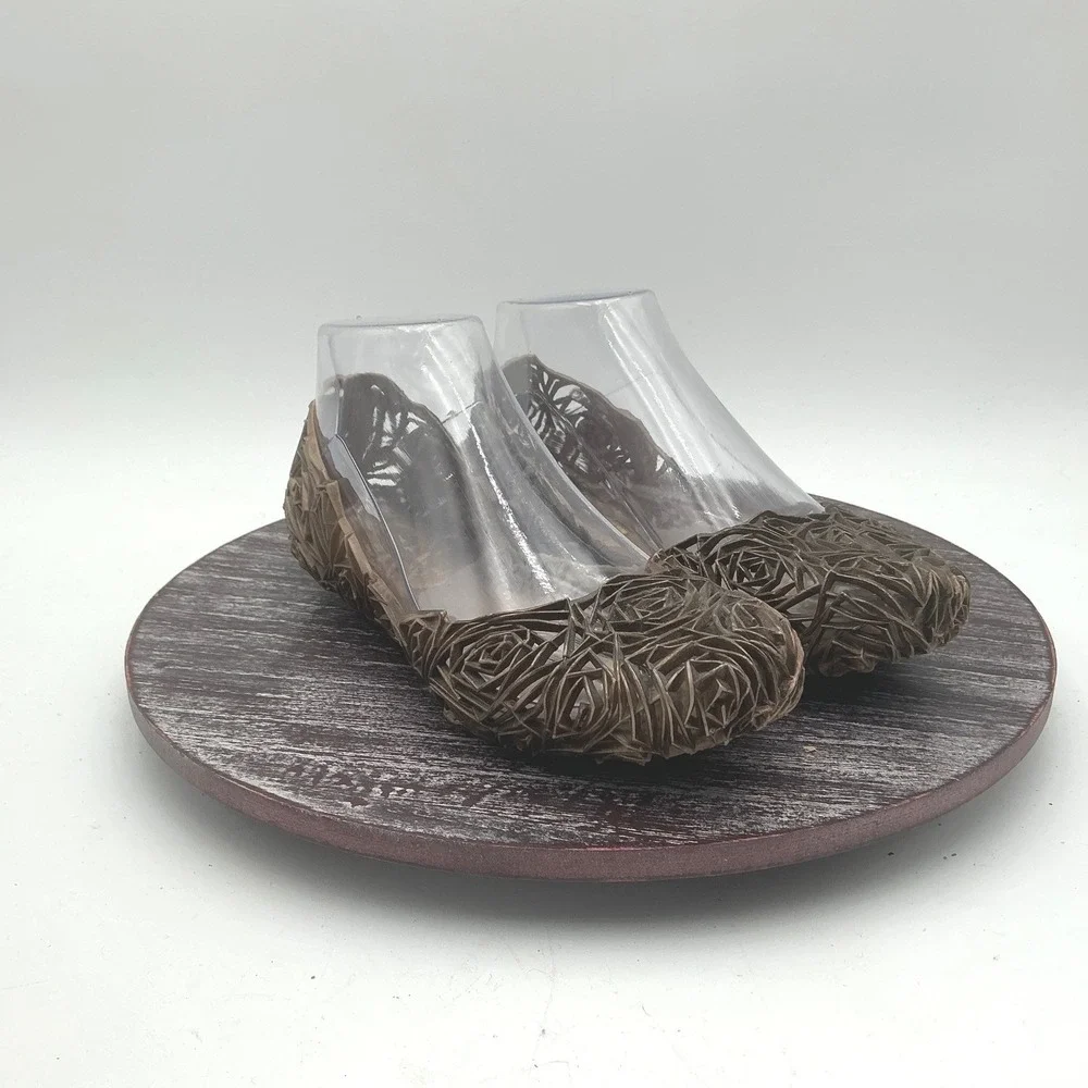 Melissa Flats Womens 6 Campana Papel VII Rose Bronze Jelly Shoes Glitter Ballet